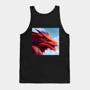 Flying Red Dragon with Purple Horns Tank Top